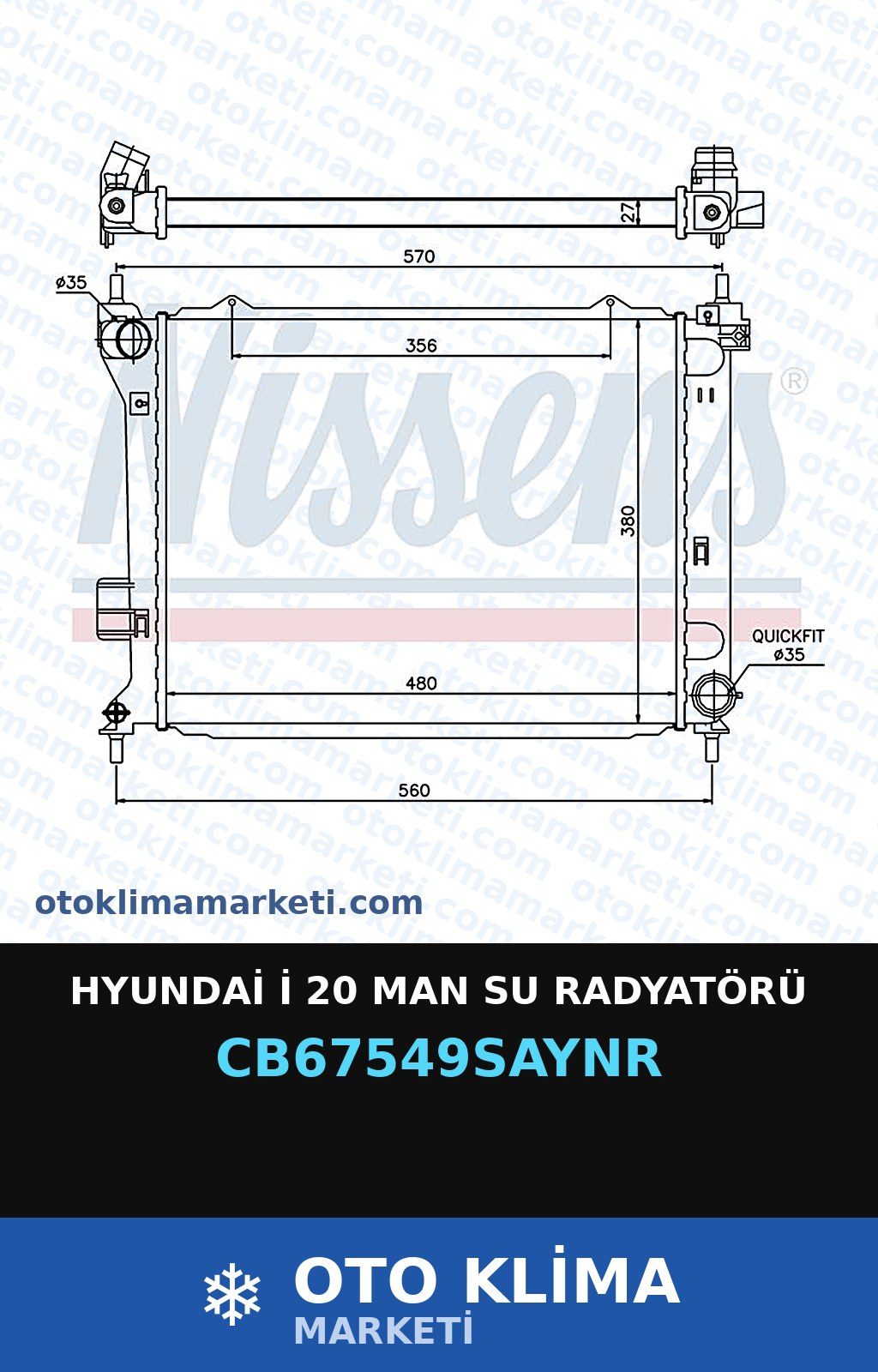 Hyundai İ 20 MAN Su Radyatörü — SU RADYATÖRÜ — UNICORE marka — Uyumlu: HYUNDAI, MAN