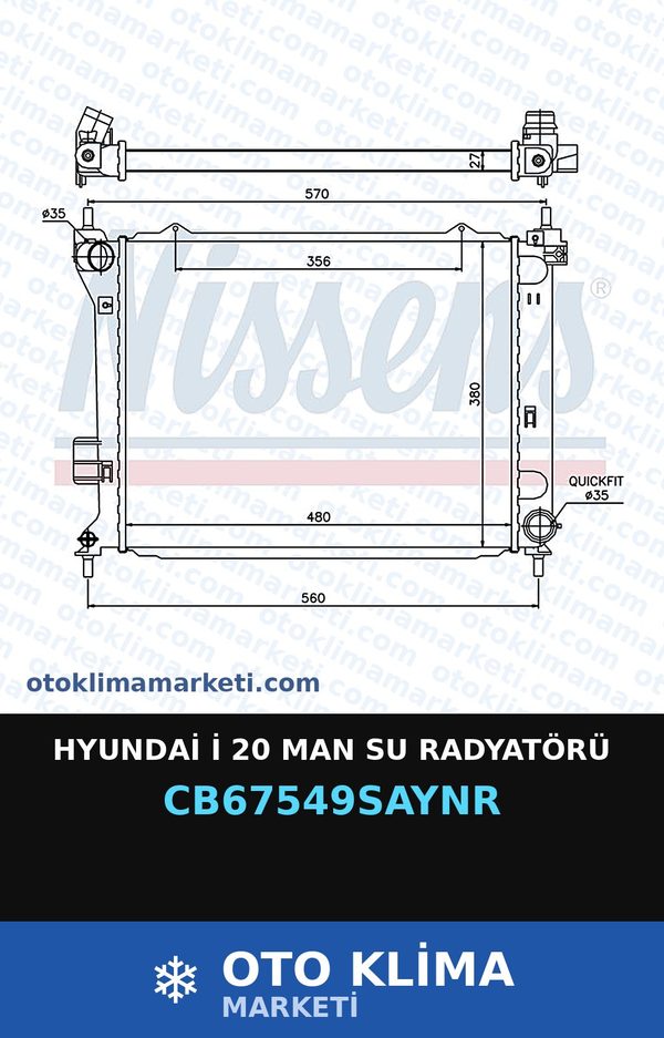 Hyundai İ 20 MAN Su Radyatörü — SU RADYATÖRÜ — UNICORE marka — Uyumlu: HYUNDAI, MAN