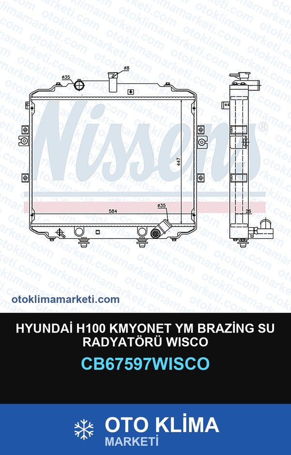 Hyundai H100 Kmyonet Ym Brazing Su Radyatörü Wisco — SU RADYATÖRÜ — WISCO marka — Uyumlu: HYUNDAI