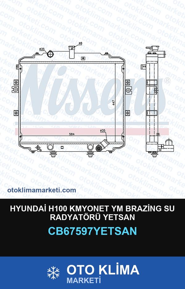 Hyundai H100 Kmyonet Ym Brazing Su Radyatörü Yetsan — SU RADYATÖRÜ — YETSAN marka — Uyumlu: HYUNDAI
