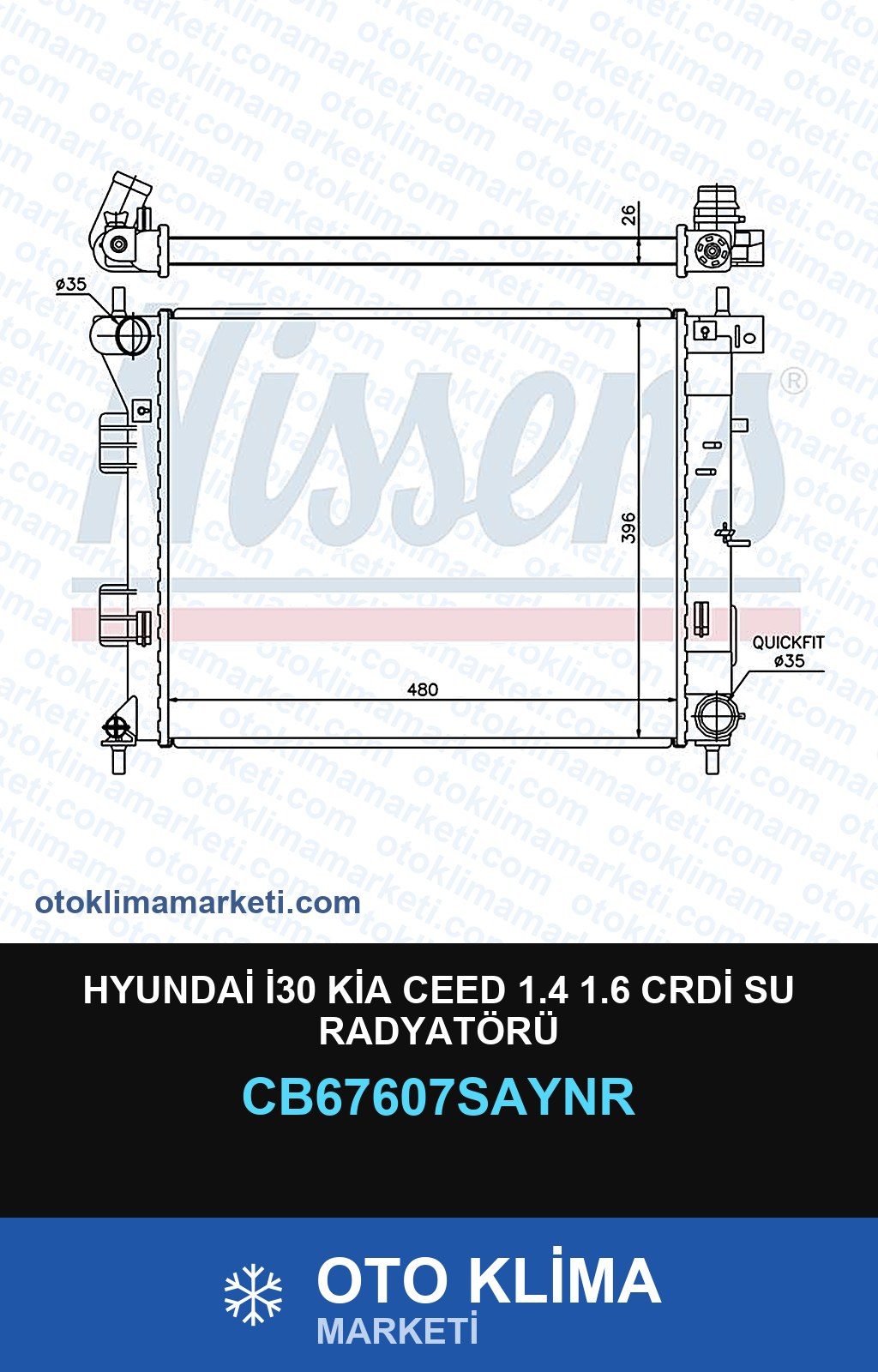 Hyundai İ30 Kia Ceed 1.4 1.6 CRDİ Su Radyatörü — SU RADYATÖRÜ — UNICORE marka — Uyumlu: HYUNDAI, KIA