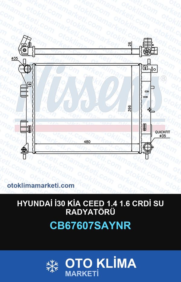 Hyundai İ30 Kia Ceed 1.4 1.6 CRDİ Su Radyatörü — SU RADYATÖRÜ — UNICORE marka — Uyumlu: HYUNDAI, KIA