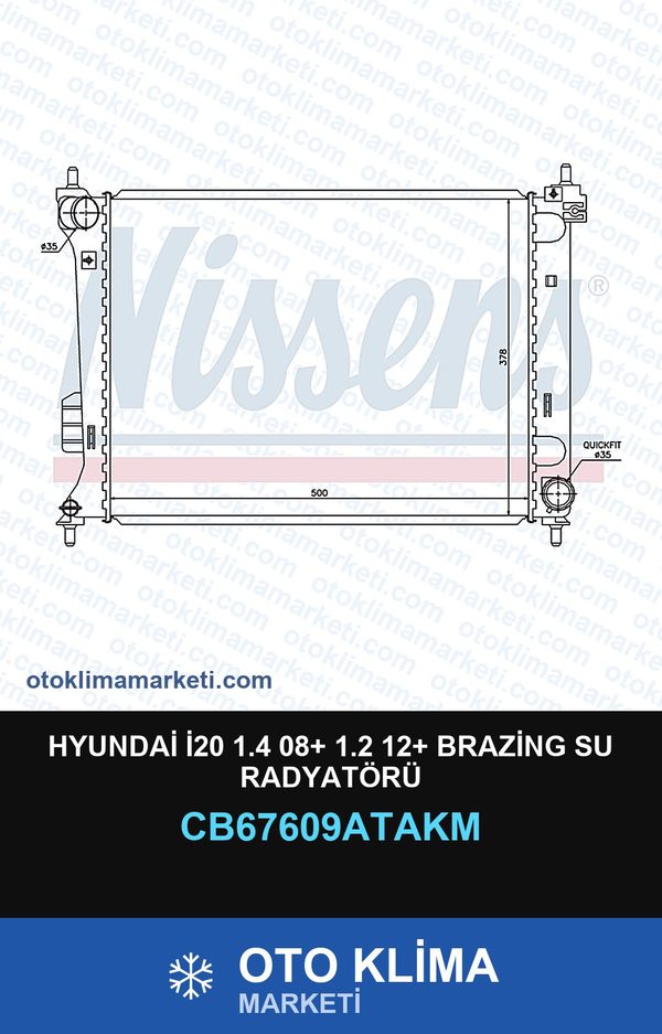 Hyundai İ20 1.4 08+ 1.2 12+ Brazing Su Radyatörü — SU RADYATÖRÜ — VEKA marka — Uyumlu: HYUNDAI