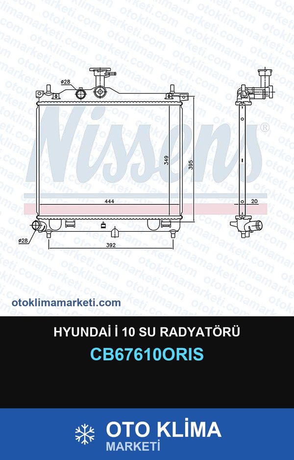 Hyundai İ 10 Su Radyatörü — SU RADYATÖRÜ — ORİS marka — Uyumlu: HYUNDAI
