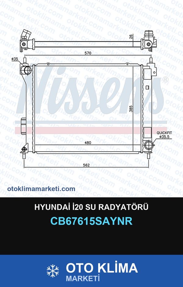 Hyundai İ20 Su Radyatörü — SU RADYATÖRÜ — UNICORE marka — Uyumlu: HYUNDAI