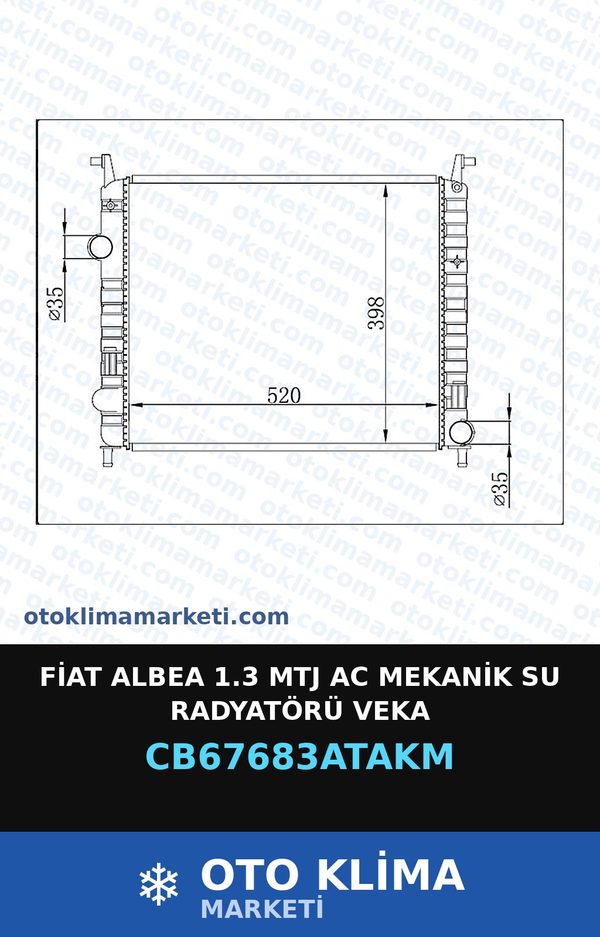 Fiat Albea 1.3 Mtj AC Mekanik Su Radyatörü Veka — SU RADYATÖRÜ — VEKA marka — Uyumlu: FIAT