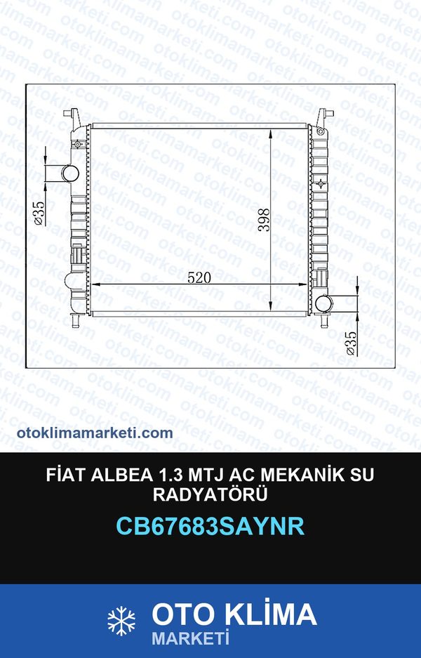 Fiat Albea 1.3 Mtj AC Mekanik Su Radyatörü — SU RADYATÖRÜ — COOLTECH marka — Uyumlu: FIAT