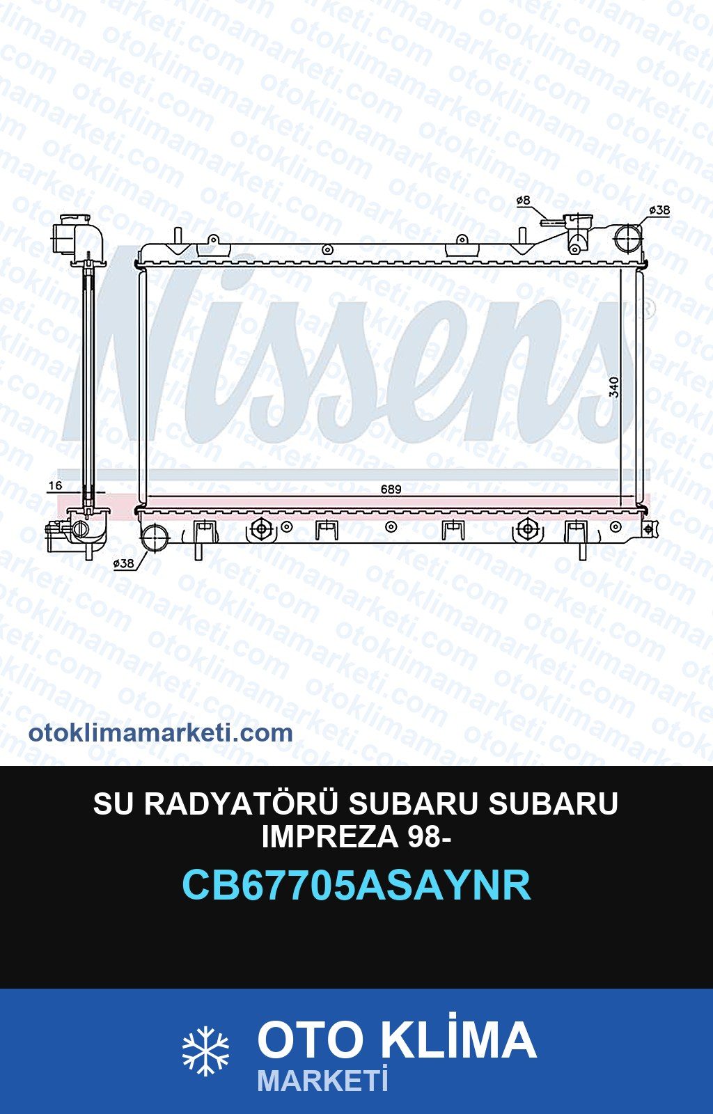 Su Radyatörü Subaru Subaru Impreza 98- — SU RADYATÖRÜ — UNICORE marka — Uyumlu: SUBARU