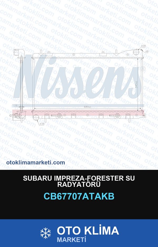 Subaru Impreza-Forester Su Radyatörü — SU RADYATÖRÜ — VEKA marka — Uyumlu: SUBARU