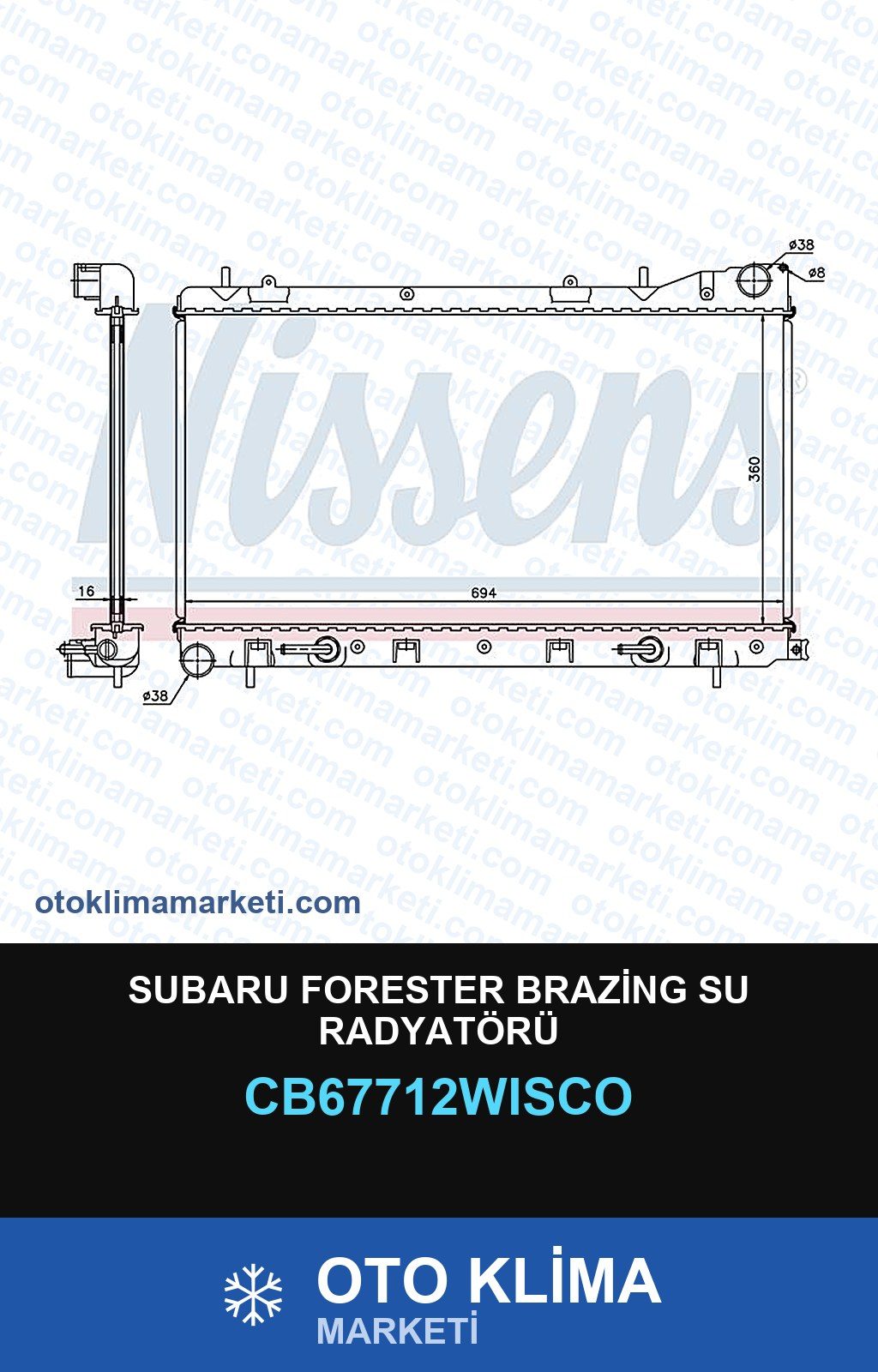 Subaru Forester Brazing Su Radyatörü — SU RADYATÖRÜ — WISCO marka — Uyumlu: SUBARU