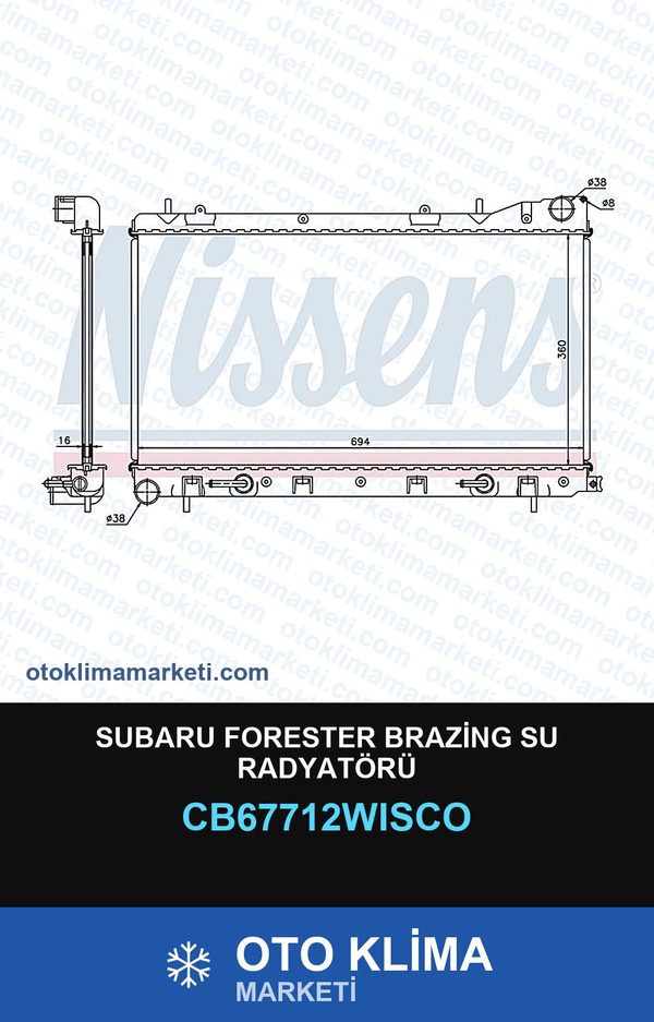 Subaru Forester Brazing Su Radyatörü — SU RADYATÖRÜ — WISCO marka — Uyumlu: SUBARU