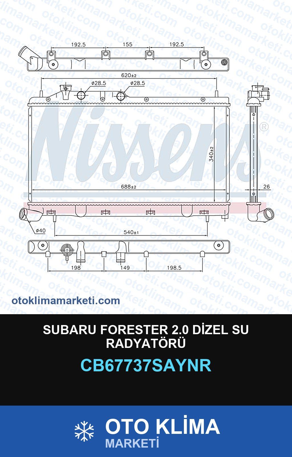 Subaru Forester 2.0 Dizel Su Radyatörü — SU RADYATÖRÜ — UNICORE marka — Uyumlu: SUBARU
