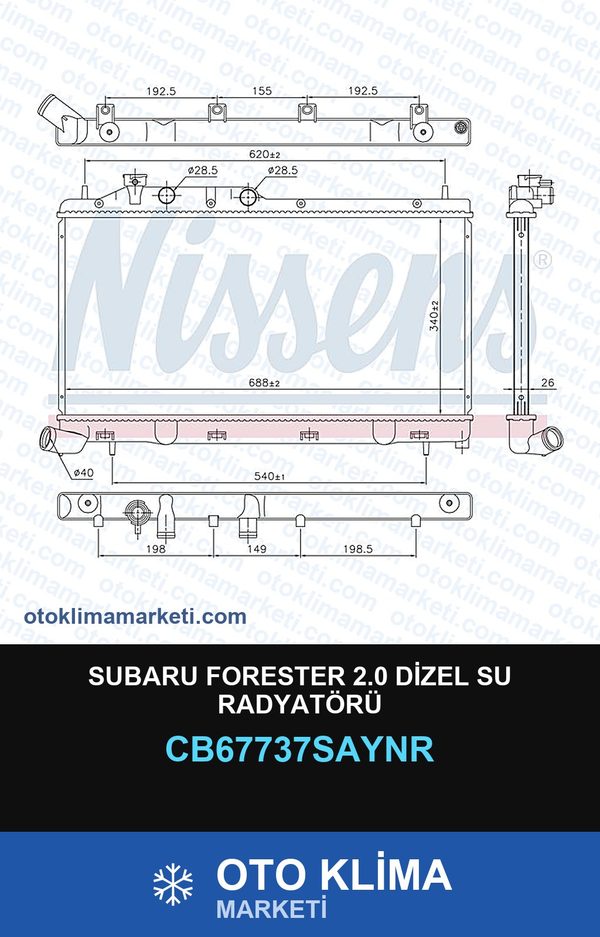 Subaru Forester 2.0 Dizel Su Radyatörü — SU RADYATÖRÜ — UNICORE marka — Uyumlu: SUBARU