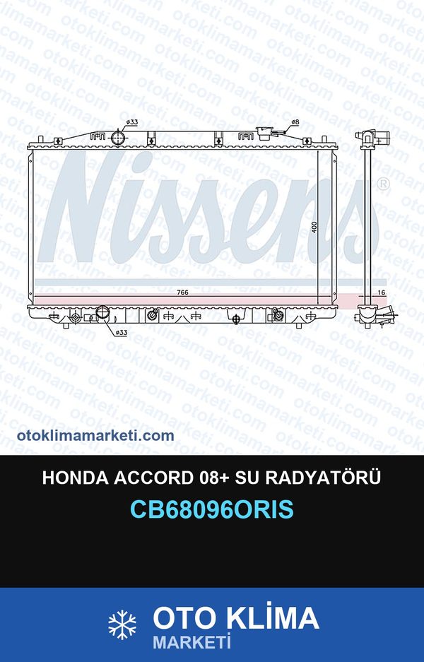 Honda Accord 08+ Su Radyatörü — SU RADYATÖRÜ — ORİS marka — Uyumlu: HONDA