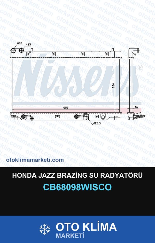 Honda Jazz Brazing Su Radyatörü — SU RADYATÖRÜ — WISCO marka — Uyumlu: HONDA