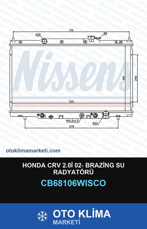 Honda CRV 2.0İ 02- Brazing Su Radyatörü — SU RADYATÖRÜ — WISCO marka — Uyumlu: HONDA