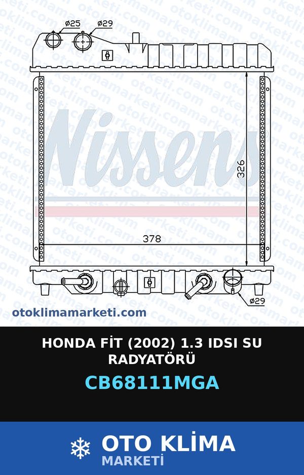 Honda Fit (2002) 1.3 Idsı Su Radyatörü — SU RADYATÖRÜ — MGA marka — Uyumlu: HONDA