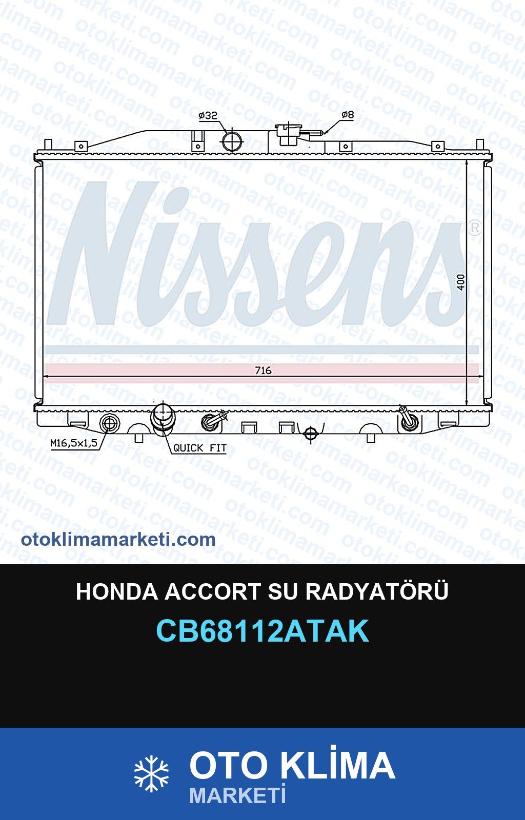 Honda Accort Su Radyatörü — SU RADYATÖRÜ — VEKA marka — Uyumlu: HONDA