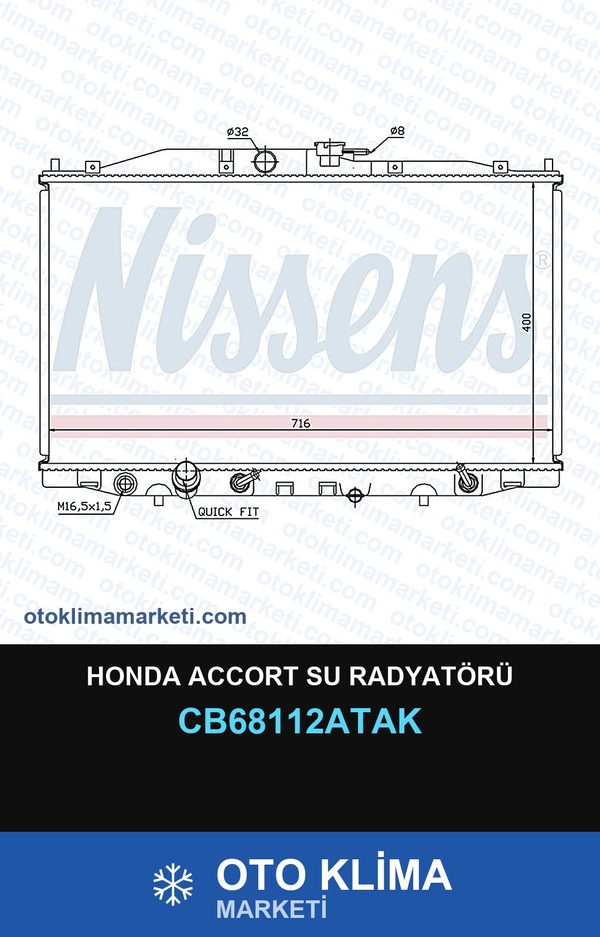 Honda Accort Su Radyatörü — SU RADYATÖRÜ — VEKA marka — Uyumlu: HONDA