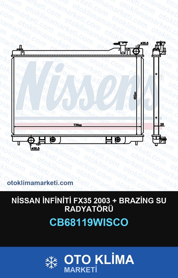 Nissan İnfiniti FX35 2003 + Brazing Su Radyatörü — SU RADYATÖRÜ — WISCO marka — Uyumlu: NISSAN