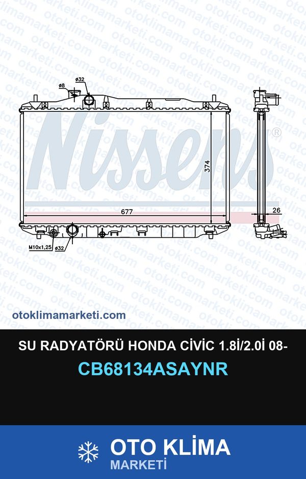 Su Radyatörü Honda Civic 1.8İ/2.0İ 08- — SU RADYATÖRÜ — UNICORE marka — Uyumlu: HONDA