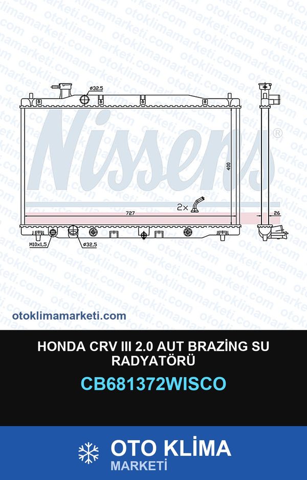 Honda CRV III (3) 2.0 Aut Brazing Su Radyatörü — SU RADYATÖRÜ — WISCO marka — Uyumlu: HONDA