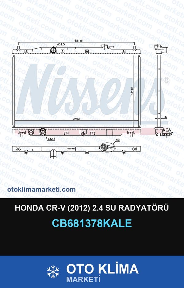 Honda Cr-V (2012) 2.4 Su Radyatörü — SU RADYATÖRÜ — KALE marka — Uyumlu: HONDA