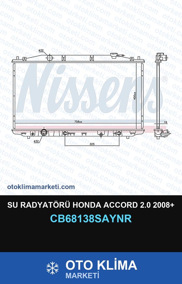 Su Radyatörü Honda Accord 2.0 2008+ — SU RADYATÖRÜ — UNICORE marka — Uyumlu: HONDA