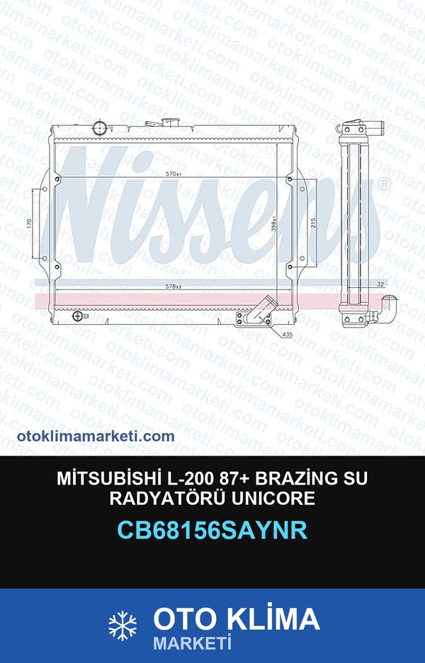 Mitsubishi L-200 87+ Brazing Su Radyatörü Unicore — SU RADYATÖRÜ — UNICORE marka — Uyumlu: MITSUBISHI