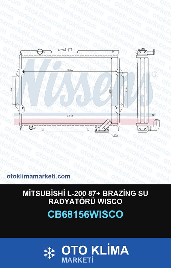 Mitsubishi L-200 87+ Brazing Su Radyatörü Wisco — SU RADYATÖRÜ — WISCO marka — Uyumlu: MITSUBISHI
