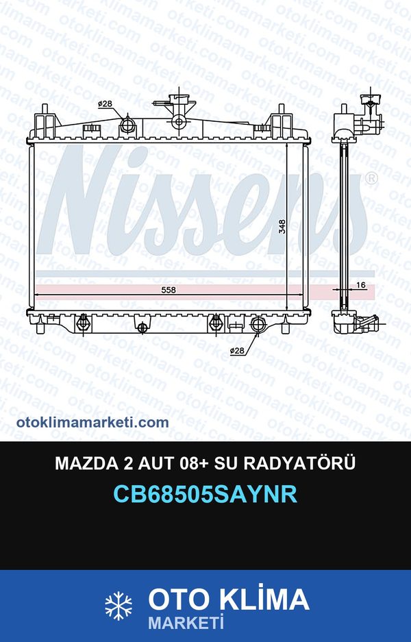 Mazda 2 Aut 08+ Su Radyatörü — SU RADYATÖRÜ — UNICORE marka — Uyumlu: MAZDA