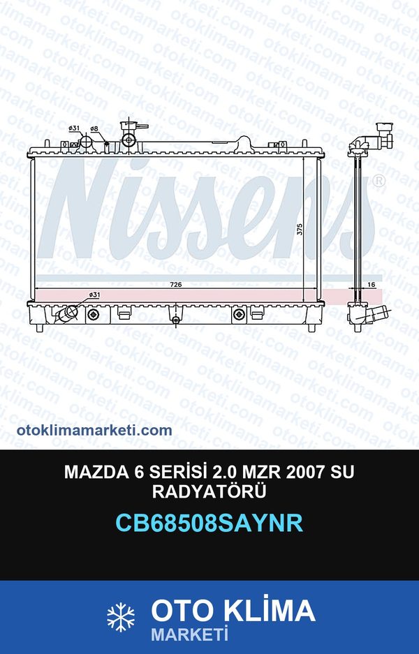 Mazda 6 Serisi 2.0 Mzr 2007 Su Radyatörü — SU RADYATÖRÜ — UNICORE marka — Uyumlu: MAZDA