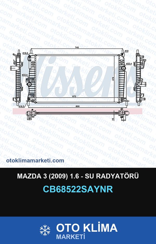 Mazda 3 (2009) 1.6 - Su Radyatörü — SU RADYATÖRÜ — UNICORE marka — Uyumlu: MAZDA