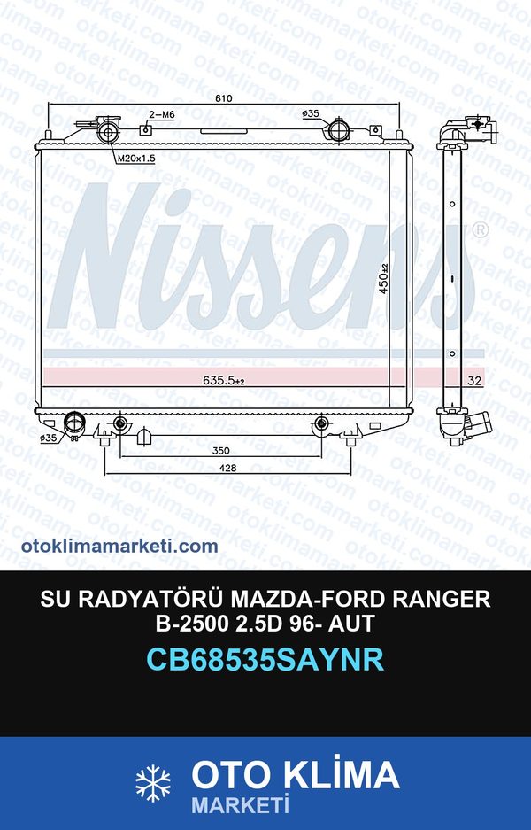 Su Radyatörü Mazda-Ford Ranger B-2500 2.5D 96- Aut — SU RADYATÖRÜ — UNICORE marka — Uyumlu: FORD, MAZDA