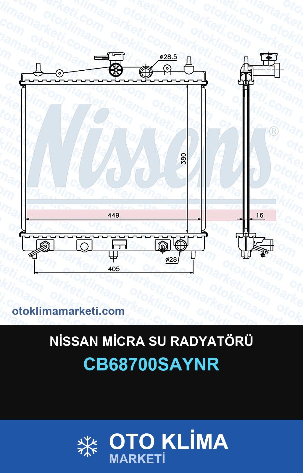 Nissan Micra Su Radyatörü — SU RADYATÖRÜ — UNICORE marka — Uyumlu: NISSAN