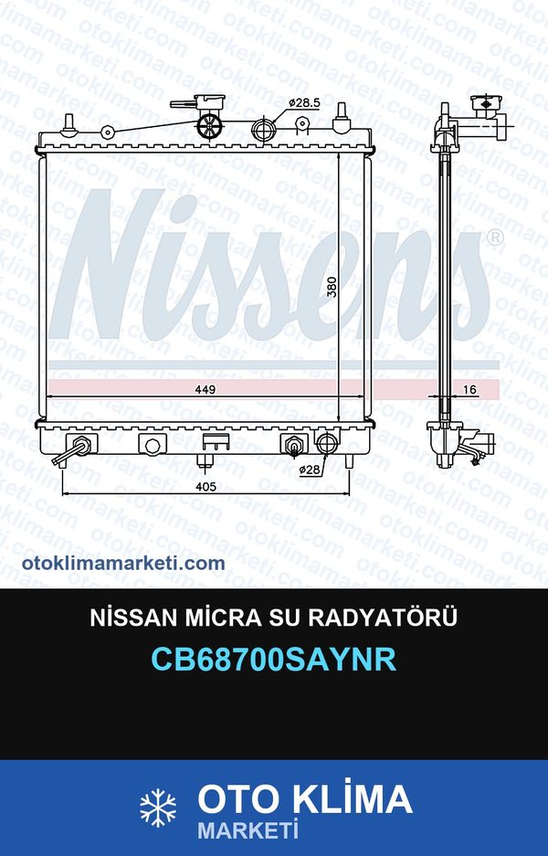 Nissan Micra Su Radyatörü — SU RADYATÖRÜ — UNICORE marka — Uyumlu: NISSAN