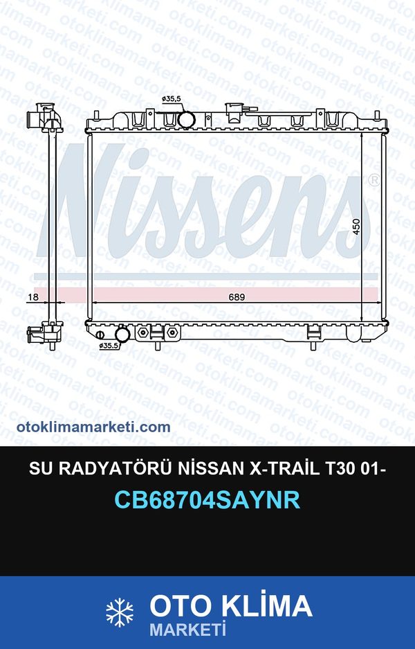 Su Radyatörü Nissan X-Trail T30 01- — SU RADYATÖRÜ — UNICORE marka — Uyumlu: NISSAN