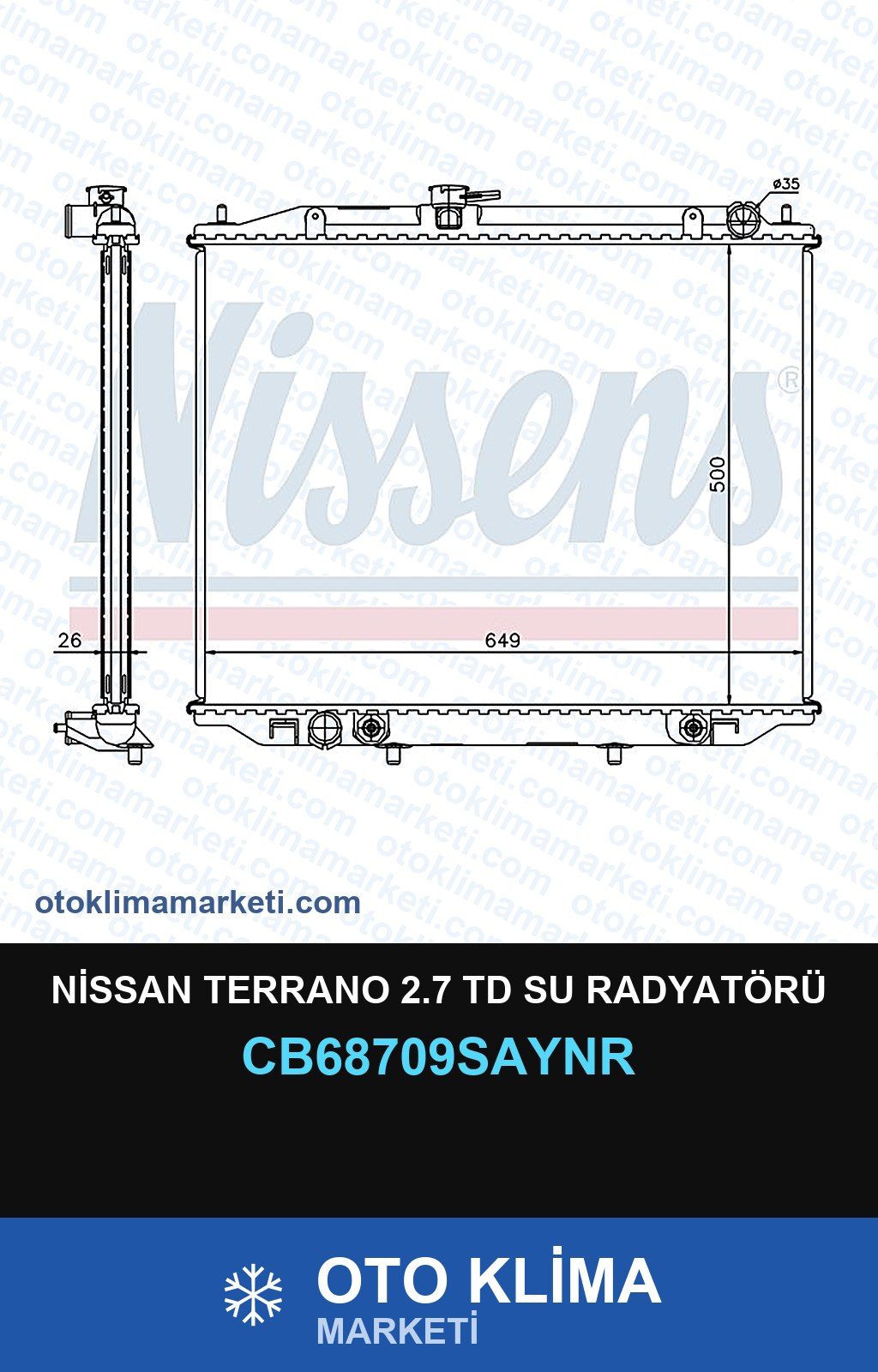 Nissan Terrano 2.7 Td Su Radyatörü — SU RADYATÖRÜ — UNICORE marka — Uyumlu: NISSAN