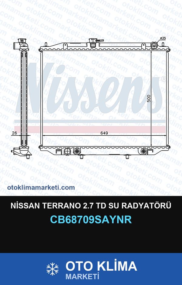 Nissan Terrano 2.7 Td Su Radyatörü — SU RADYATÖRÜ — UNICORE marka — Uyumlu: NISSAN