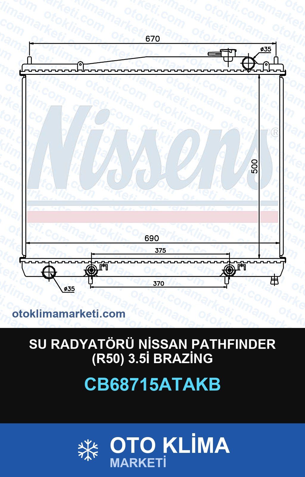 Su Radyatörü Nissan Pathfinder (R50) 3.5İ Brazing — SU RADYATÖRÜ — VEKA marka — Uyumlu: NISSAN