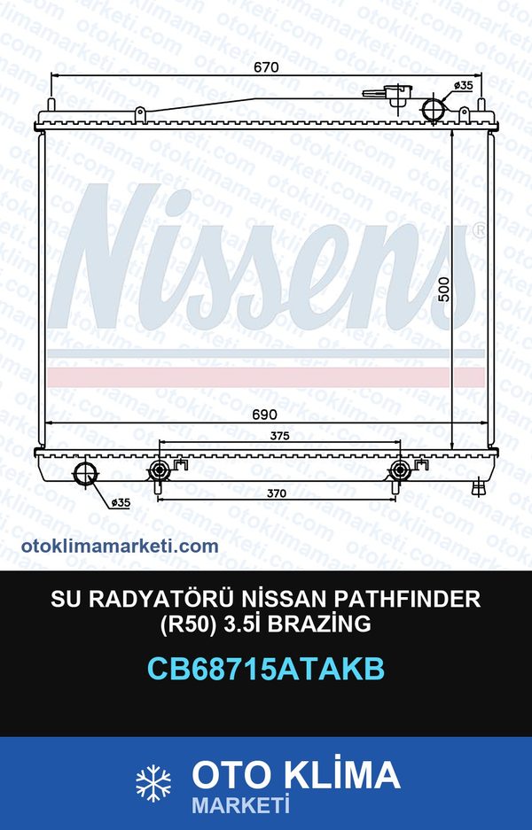 Su Radyatörü Nissan Pathfinder (R50) 3.5İ Brazing — SU RADYATÖRÜ — VEKA marka — Uyumlu: NISSAN