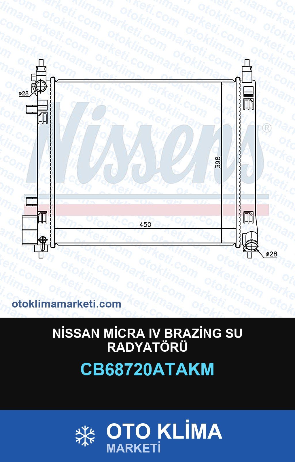 Nissan Micra IV (4) Brazing Su Radyatörü — SU RADYATÖRÜ — VEKA marka — Uyumlu: NISSAN