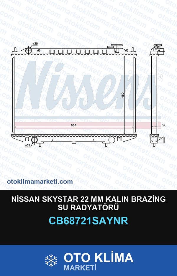 Nissan Skystar 22 MM Kalın Brazing Su Radyatörü — SU RADYATÖRÜ — UNICORE marka — Uyumlu: NISSAN