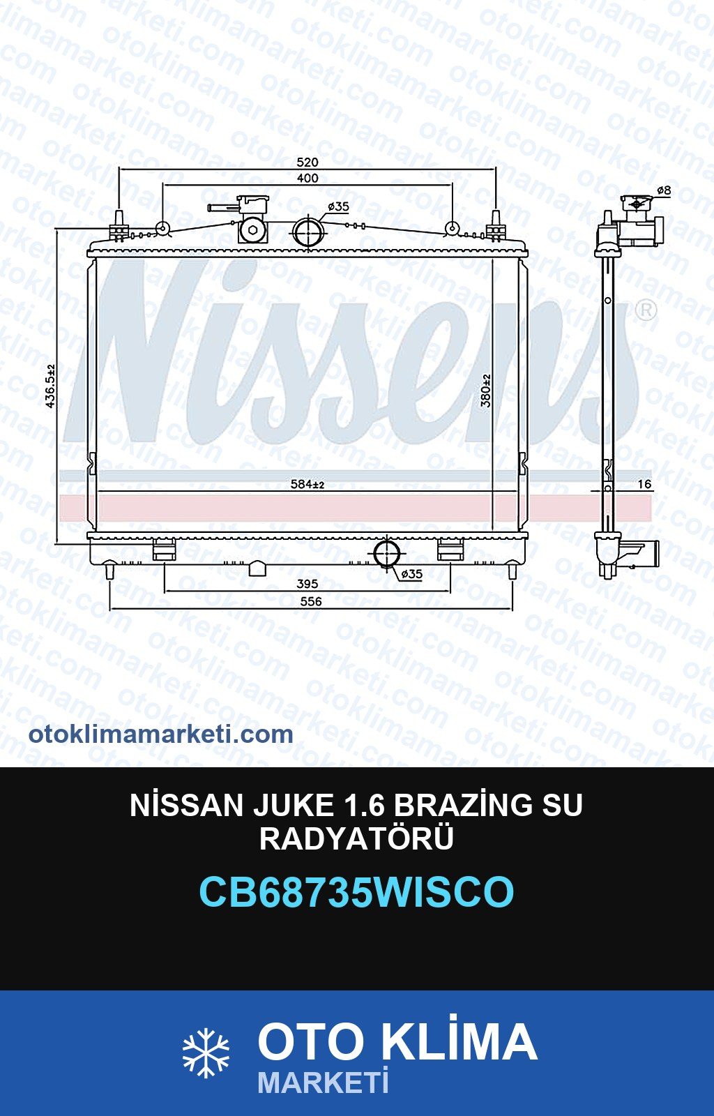 Nissan Juke 1.6 Brazing Su Radyatörü — SU RADYATÖRÜ — WISCO marka — Uyumlu: NISSAN