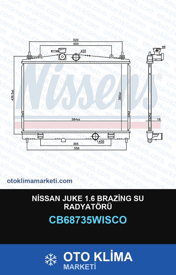 Nissan Juke 1.6 Brazing Su Radyatörü — SU RADYATÖRÜ — WISCO marka — Uyumlu: NISSAN