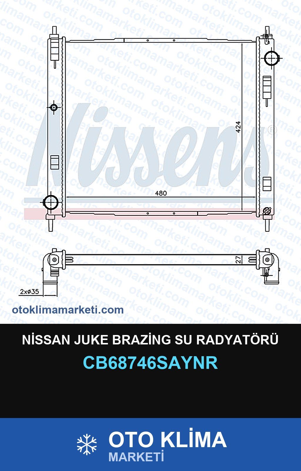 Nissan Juke Brazing Su Radyatörü — SU RADYATÖRÜ — UNICORE marka — Uyumlu: NISSAN
