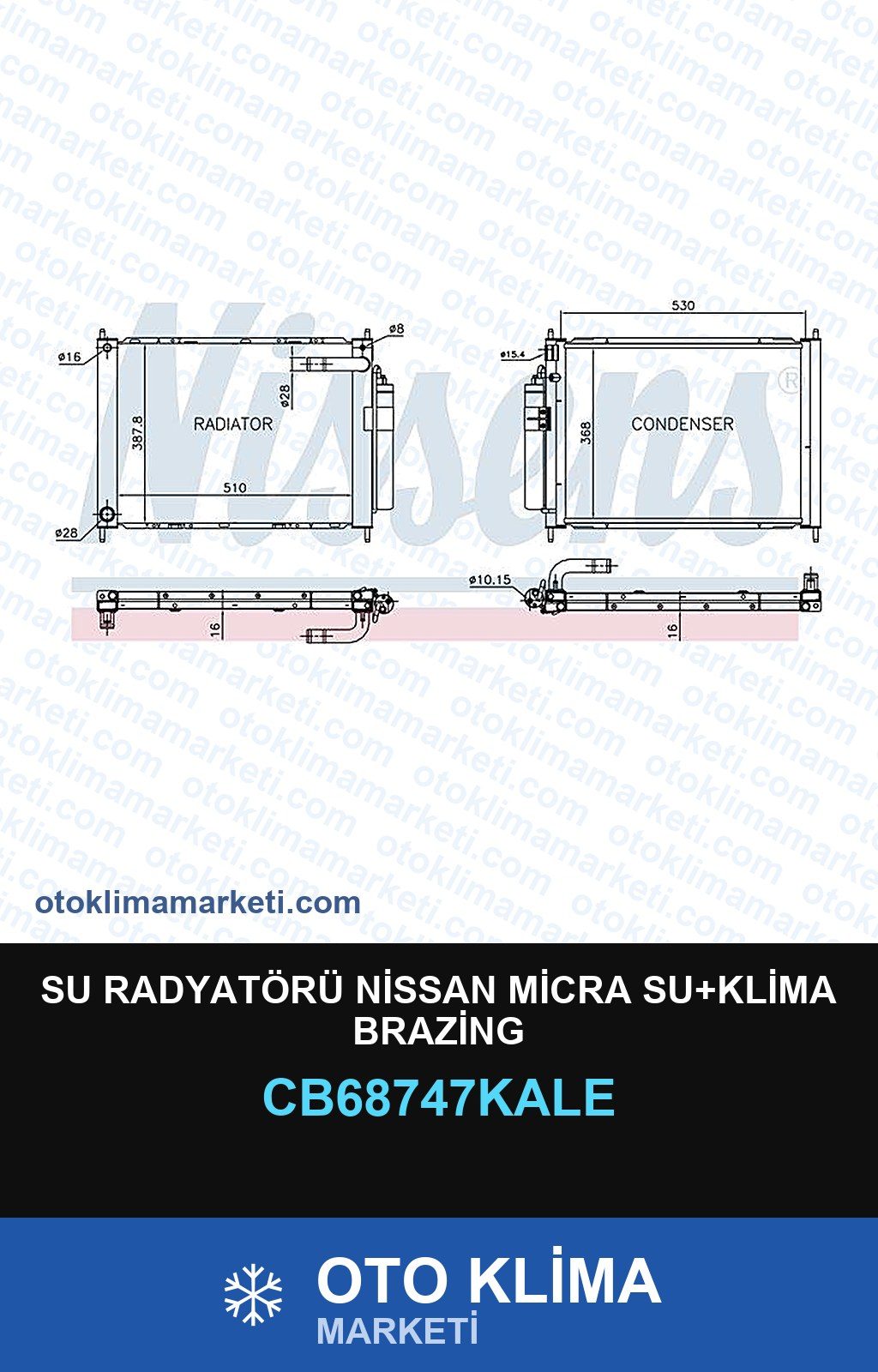 Su Radyatörü Nissan Micra Su+Klima Brazing — SU RADYATÖRÜ — KALE marka — Uyumlu: NISSAN