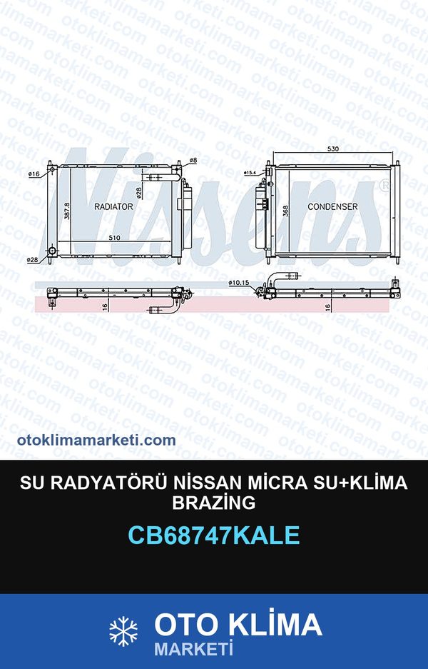 Su Radyatörü Nissan Micra Su+Klima Brazing — SU RADYATÖRÜ — KALE marka — Uyumlu: NISSAN