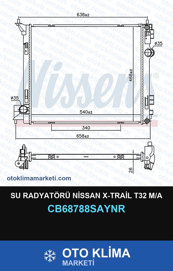 Su Radyatörü Nissan X-Trail T32 M/A — SU RADYATÖRÜ — UNICORE marka — Uyumlu: NISSAN