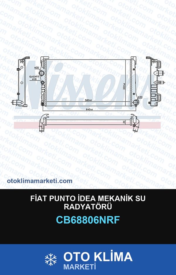Fiat Punto İdea Mekanik Su Radyatörü — SU RADYATÖRÜ — NRF marka — Uyumlu: FIAT